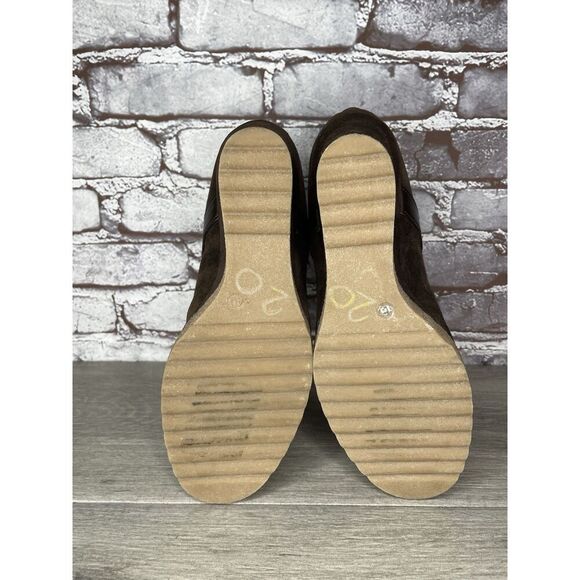 Aquatalia Brown Suede Faux Fur Strap Ankle Wedge Booties Women’s Sz 10M US/41EU - Picture 8 of 16